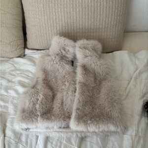 Zara Plush Faux Fur Vest - Beige